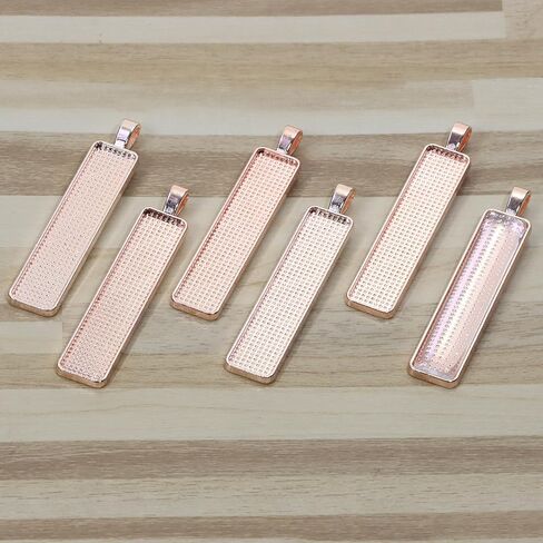 Shapenty 10PCS 50x10mm Rectangle Bezel Blanks Pendant Trays with 10PCS Glass Cabochon Domes for Earrings Necklace Keychain DIY Crafts Jewelry Making Projects Resin Photo Hanging Ornaments in Saudi Arabia