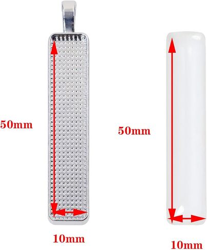 Shapenty 10PCS 50x10mm Rectangle Bezel Blanks Pendant Trays with 10PCS Glass Cabochon Domes for Earrings Necklace Keychain DIY Crafts Jewelry Making Projects Resin Photo Hanging Ornaments in Saudi Arabia