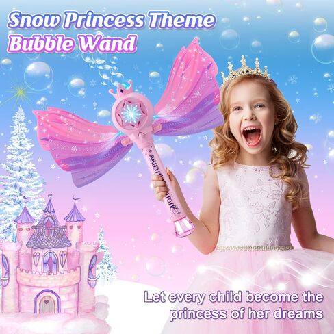 Bubble Wands for Kids Girls - Include 4 Bubble solution, Light Up LED & Sound Effect, Outdoor Party Birthday Windmill Bubble Machine Toys for Toddlers, Gift for Girls Age 3 4 5 6 7 8 Year Old in Saudi Arabia