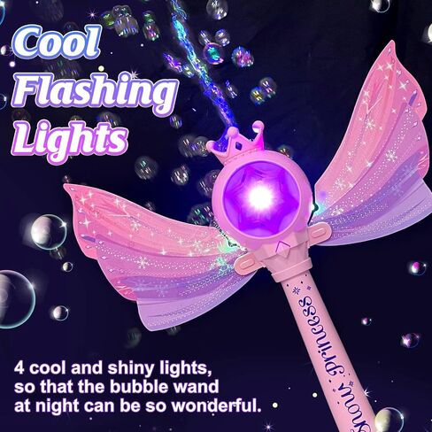 Bubble Wands for Kids Girls - Include 4 Bubble solution, Light Up LED & Sound Effect, Outdoor Party Birthday Windmill Bubble Machine Toys for Toddlers, Gift for Girls Age 3 4 5 6 7 8 Year Old in Saudi Arabia
