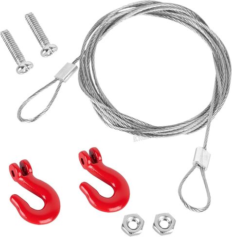 RC Upgrades Part Metal Trailer Chain Trailer Hook Tow Rope Winch Shackles for 1/10 TRX4 SCX10 90046 90081 D90 TF2 CC01 RC Crawler Decor,Black in Kuwait