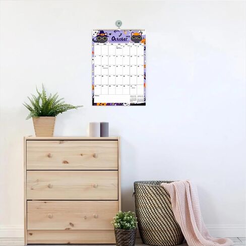 Wall Calendar 2025, Large Wall Calendar 2025-2026, JAN 2025 - JUN 2026, 2025 Hanging Wall Calendar with Twin-Wire Binding + Hanging Hook + Julian Dates, 12" x 17", 2025 Large Wall Calendar for Organizing (multicolor-Cat-12*17) in Saudi Arabia