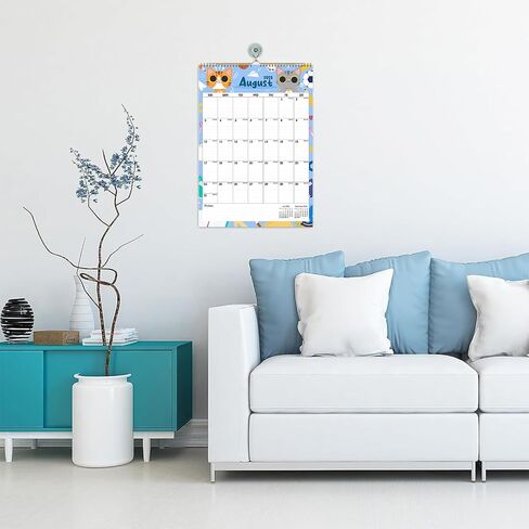 Wall Calendar 2025, Large Wall Calendar 2025-2026, JAN 2025 - JUN 2026, 2025 Hanging Wall Calendar with Twin-Wire Binding + Hanging Hook + Julian Dates, 12" x 17", 2025 Large Wall Calendar for Organizing (multicolor-Cat-12*17) in Saudi Arabia