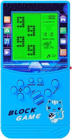 CZT Green Light Large Screen Retro Brick Game Console Built-in Classic Nostalgic Puzzle 999 in 1 Block Game Room/Outdoor/Travel Good Partner Children/Student Gifts (Blue) in Saudi Arabia