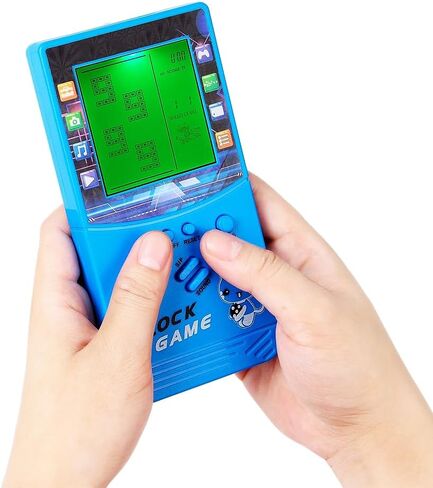 CZT Green Light Large Screen Retro Brick Game Console Built-in Classic Nostalgic Puzzle 999 in 1 Block Game Room/Outdoor/Travel Good Partner Children/Student Gifts (Blue) in Saudi Arabia