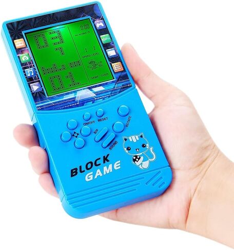 CZT Green Light Large Screen Retro Brick Game Console Built-in Classic Nostalgic Puzzle 999 in 1 Block Game Room/Outdoor/Travel Good Partner Children/Student Gifts (Blue) in Saudi Arabia