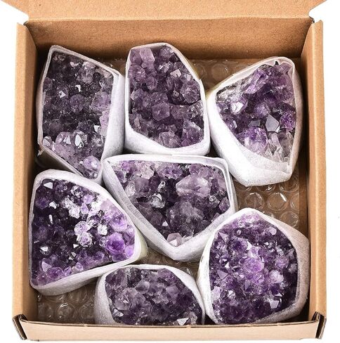 JIC جوهرة 2.2 رطل الأبيض الطبيعي عناقيد كريستالية من الكوارتز الجيود Druzy أحجار استشفاء ديكور المنزل عينة الأحجار الكريمة in Kuwait