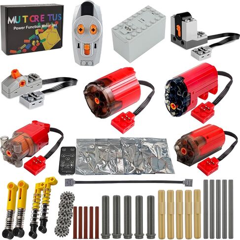 44PCS Power Function Motor Set, New Lighting Groups by Remote Control&Battery Pack Motors Kit for Lego Technic Sets, Electric Functions Rack Gears for Kid&Adult, Black Furious Upgraded in Kuwait