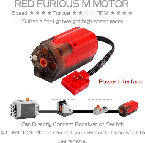 44PCS Power Function Motor Set, New Lighting Groups by Remote Control&Battery Pack Motors Kit for Lego Technic Sets, Electric Functions Rack Gears for Kid&Adult, Black Furious Upgraded in Kuwait