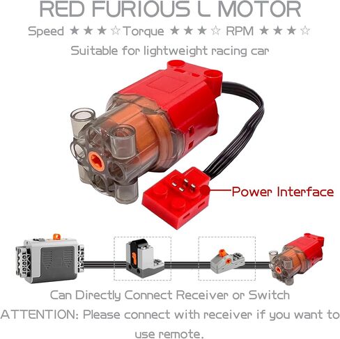 44PCS Power Function Motor Set, New Lighting Groups by Remote Control&Battery Pack Motors Kit for Lego Technic Sets, Electric Functions Rack Gears for Kid&Adult, Black Furious Upgraded in Kuwait