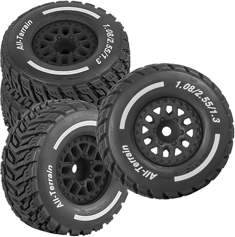 RC Front/Rear Wheel Tires for 1/14 Mojave Grom RC Car,Highway Wheels and Tires Set(4PCS),Plastic Wheels/Wheel Rims,Black in Saudi Arabia