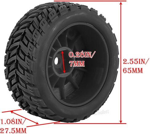 RC Front/Rear Wheel Tires for 1/14 Mojave Grom RC Car,Highway Wheels and Tires Set(4PCS),Plastic Wheels/Wheel Rims,Black in Saudi Arabia