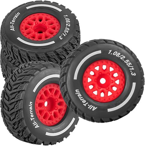 RC Front/Rear Wheel Tires for 1/14 Mojave Grom RC Car,Highway Wheels and Tires Set(4PCS),Plastic Wheels/Wheel Rims,Black in Saudi Arabia
