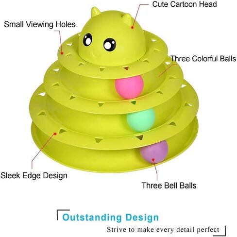 برج Catstages ، لعبة مسار القط التفاعلية المكونة من 3 مستويات مع 6 كرات غزل في صندوق ، لعبة Cat متعة متينة ، لجميع سلالات القطط ، ألعاب الذاتي القاتلة ، الوردي in Kuwait