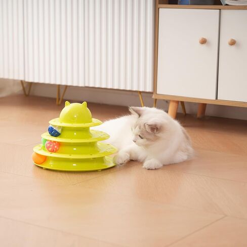 برج Catstages ، لعبة مسار القط التفاعلية المكونة من 3 مستويات مع 6 كرات غزل في صندوق ، لعبة Cat متعة متينة ، لجميع سلالات القطط ، ألعاب الذاتي القاتلة ، الوردي in Kuwait