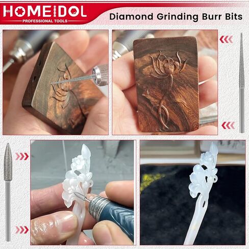 20Pcs Diamond Burr Bits for Dremel, 1/8" Shank Rotary Tool Bits for Stone | Diamond Grinding Bit for Dremel Sanding Bits Stone Carving Set for Glass, Stone, Rocks, Jewelry Carving, Engraving, Polishing in Kuwait