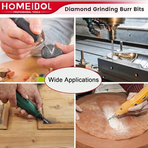 20Pcs Diamond Burr Bits for Dremel, 1/8" Shank Rotary Tool Bits for Stone | Diamond Grinding Bit for Dremel Sanding Bits Stone Carving Set for Glass, Stone, Rocks, Jewelry Carving, Engraving, Polishing in Kuwait