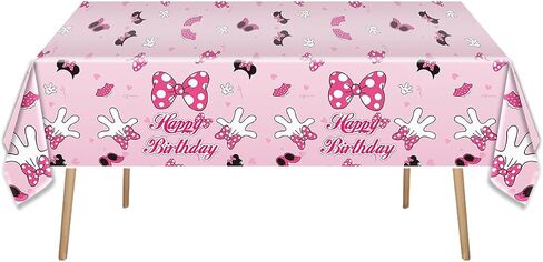 2pcs Pink Mouse Party Tablecloth,Pink Mouse Birthday Party Decoration in Kuwait
