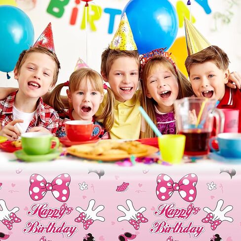 2pcs Pink Mouse Party Tablecloth,Pink Mouse Birthday Party Decoration in Kuwait
