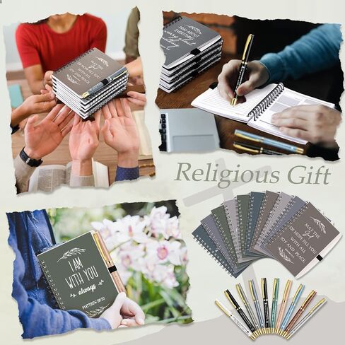 Spakon 10 Sets Religious Christian Gifts for Women Bulk Mother's Day Graduation Prayer Journal Notepad Spiral Church Planner Notebook Bible Verse Pen First Communion Party God Scripture (Black) in Saudi Arabia