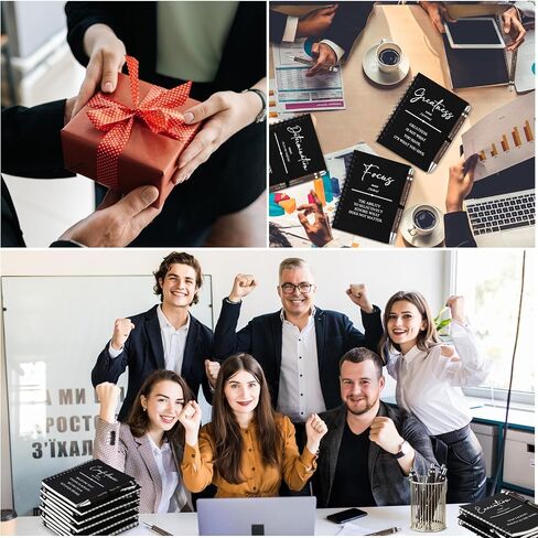 TecUnite 10 Sets Inspirational Spiral Notebooks Motivational Pens Bulk Employee Appreciation Gifts Notepads Journals Bamboo Pen Thank You Gift for Nurse Teacher Coworker Staff Team Graduation (Black) in Saudi Arabia