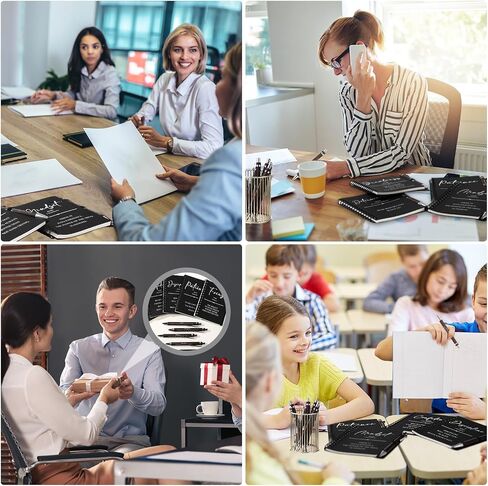 TecUnite 10 Sets Inspirational Spiral Notebooks Motivational Pens Bulk Employee Appreciation Gifts Notepads Journals Bamboo Pen Thank You Gift for Nurse Teacher Coworker Staff Team Graduation (Black) in Saudi Arabia