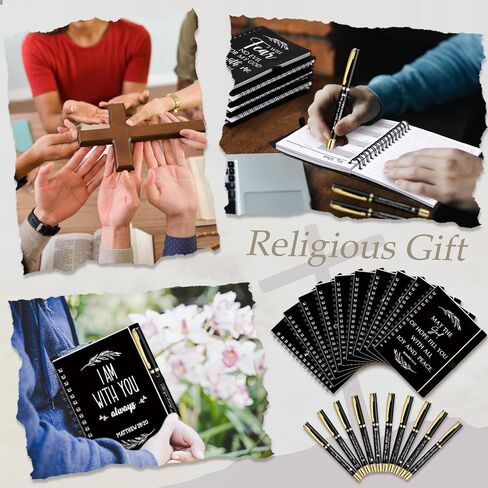 Spakon 10 Sets Religious Christian Gifts for Women Bulk Mother's Day Graduation Prayer Journal Notepad Spiral Church Planner Notebook Bible Verse Pen First Communion Party God Scripture (Black) in Saudi Arabia