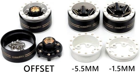 Hobbysoul 64mm ناعم لزج 1.0 إطارات و 1.0 عجلات Beadlock العجلات النحاسية ، -1.5 مم و -5.5 مم إزاحة سلبية 1.0 عجلات وإطارات ل RC Mud Crawler جميع التضاريس 1/18 TRX4M 1/24 SCX24 in Kuwait