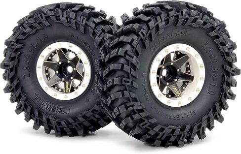 Hobbysoul 64mm ناعم لزج 1.0 إطارات و 1.0 عجلات Beadlock العجلات النحاسية ، -1.5 مم و -5.5 مم إزاحة سلبية 1.0 عجلات وإطارات ل RC Mud Crawler جميع التضاريس 1/18 TRX4M 1/24 SCX24 in Kuwait