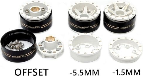 Hobbysoul 64mm ناعم لزج 1.0 إطارات و 1.0 عجلات Beadlock العجلات النحاسية ، -1.5 مم و -5.5 مم إزاحة سلبية 1.0 عجلات وإطارات ل RC Mud Crawler جميع التضاريس 1/18 TRX4M 1/24 SCX24 in Saudi Arabia