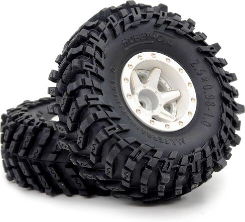 Hobbysoul 64mm ناعم لزج 1.0 إطارات و 1.0 عجلات Beadlock العجلات النحاسية ، -1.5 مم و -5.5 مم إزاحة سلبية 1.0 عجلات وإطارات ل RC Mud Crawler جميع التضاريس 1/18 TRX4M 1/24 SCX24 in Saudi Arabia