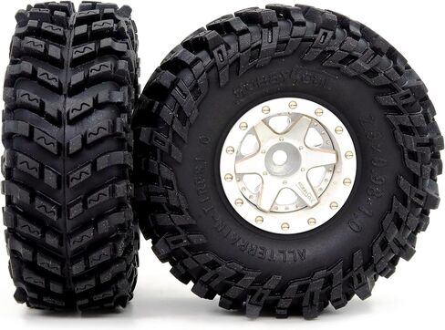 Hobbysoul 64mm ناعم لزج 1.0 إطارات و 1.0 عجلات Beadlock العجلات النحاسية ، -1.5 مم و -5.5 مم إزاحة سلبية 1.0 عجلات وإطارات ل RC Mud Crawler جميع التضاريس 1/18 TRX4M 1/24 SCX24 in Saudi Arabia