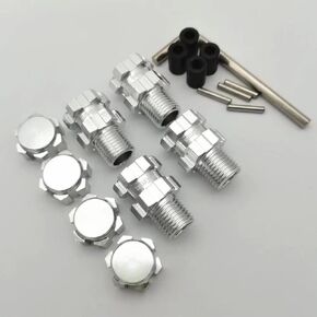 محاور سداسية العجلة splined 17 مم اتسع 10 مم ل traxxas 1/10 maxx 8956 الألومنيوم الفضة 4pcs