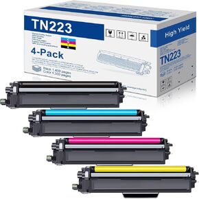 TN223 BK/C/M/Y Toner Cartridge TN223 4PK Black, Cyan, Magenta & Yellow Toner Replacement for Brother TN-223 Toner MFC-L3770CDW MFC-L3710CW HL-3210CW HL-3230CDW HL-3270CDW HL-3290CDW Printer (TN2234PK)
