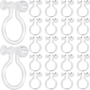 1 Box 200Pcs Plastic Clip on Earring Converter Clear Clip Earrings Findings Transparent U Type Earring Findings Painless Non Pierced Earring Clips for Jewelry Making Supplies Craft Beginner