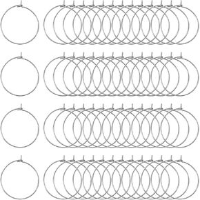 TOOB 100pcs الفولاذ المقاوم للصدأ النبيذ سحر حلقات 20 مم الفضة مفتوحة القرط الصقل الديك