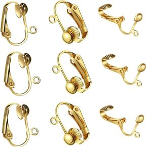 HLLMX 20 PCS Clip-on Clip-on-onring محول مع حلقة مفتوحة سهلة طولها 17 مم من لوحة الأذن غير المثقوبة