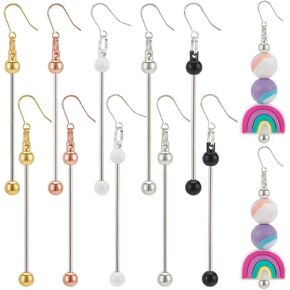 PH PandaHall 5 Colors Beadable Earring Bars 10pcs Beadable Bar Links Dangle Earring Blank Beading Earrings Finding Jewelry Connectors for Jewelry Making DIY Crafts Earring Charms 2.9 Inch Long