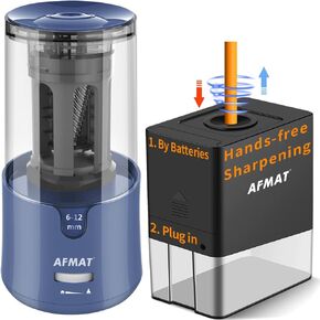 AFMAT Long Point Pencil Sharpener + Sharpener Automatic Complematic Opermate Free Pency لأقلام بلون ملونة (PSA7 + PSA8)