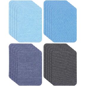 20 PCS Denim Iron on Patches for Jeans Jean Patch for Inside and Outside Versatile Iron on Patches for Clothing Sew on Patch Fabric Repair 4.25 × 0.73 in Black, Dark Blue, Blue, Light-Blue