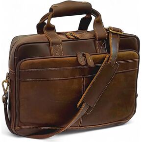 Full-Grain Leather Briefcases for Men, Leather Laptop Briefcase For Men, Leather Bag, Leather Computer Bag For Men - 15.6 Inch
