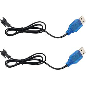 ZCZQC 2PCS CABLE 3.7V USB شاحن مع موصل SM-2P توصيل قابس كهربائي USB شحن كابل RC مروحية Quadcopter Toys Car Model Model