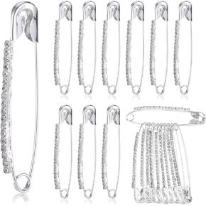20 Pcs Silver Rhinestone Brooches for Women Safety Pins Gold, Brooches and Pins for Women Hat Pins Safety Pins for Clothes Brooch Pins for Women Fashion Sweater Scarf Lapel