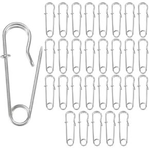 30-Pack Large Safety Pins, 1.1" Spring Lock Pins Blanket Bulk Pins for Fashion/Clothes/Sewing/Quilting/Upholstery/Laundry/DIY Craft/Decorative, Big Safety Pins [Silver]