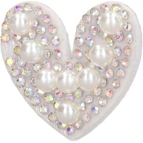 Pearl Heart Patches, 40PCS Rhinestone Buttons Sew on Pearl Rhinestones Flatback Rhinestone Star Patches Rhinestone Patches for DIY Iron On Patches