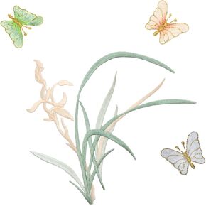 Orla Large Iron on Patches, Orchid and Butterfly Embroidered Patches for Clothes, Chinese Style Floral Applique for Hats, Jeans, Backpacks, Decor for Peaceful