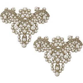 FINGERINSPIRE 2 PCS Pearl Shoe Patches Sew On Ivory White Rhinestone Imitation Pearl Beaded Patches for Sewing DIY Crafts Applique Patches Glitter Pearl Heart Pattern Patches Decorative Appliques