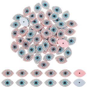 Fingerinspire 60 pcs Evil Eye Sew on Patches Pink/Whitesmoke عيون غير منسوجة خياطة خياطة مع بقعة القماش غيرها من البقع من أجل التخلص من الأزياء لأكياس سترة إصلاح الملابس.