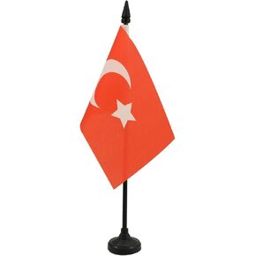 العلم الإمبراطورية العثمانية العلم 4 '' x 6 '' - الإمبراطورية التركية - العلم مكتب Turkey 15 × 10 سم - عصا بلاستيكية سود