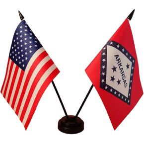 أمريكا وأركنساس Twin Desk Flag ، أعلام الطاولة الأمريكية في أركنساس ، 8 × 5 بوصات أمريكان وأركنساس ديلوكس.